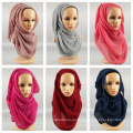 Bufanda caliente del hijab de la arruga del algodón del rayón del color sólido de las mujeres de la venta superior de calidad superior